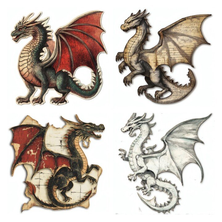 dragon – 24 Dragon Fantasy Creature Ephemera Collection Cutouts