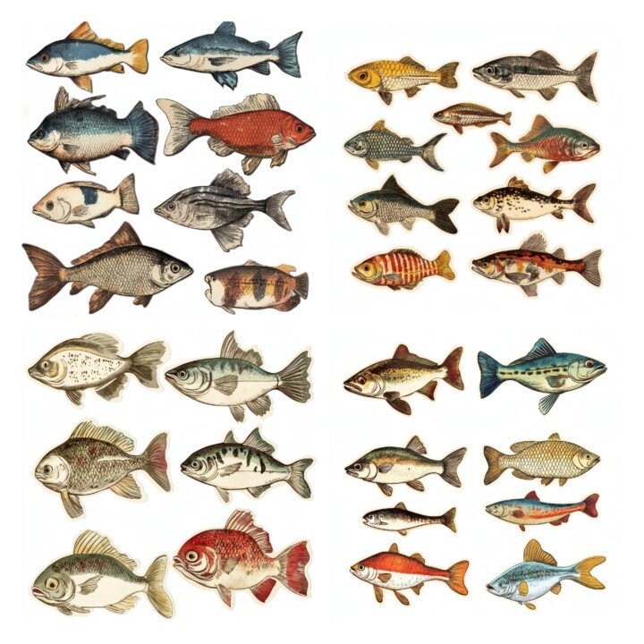 vintage – 21 Vintage Fish Fussy Cuts