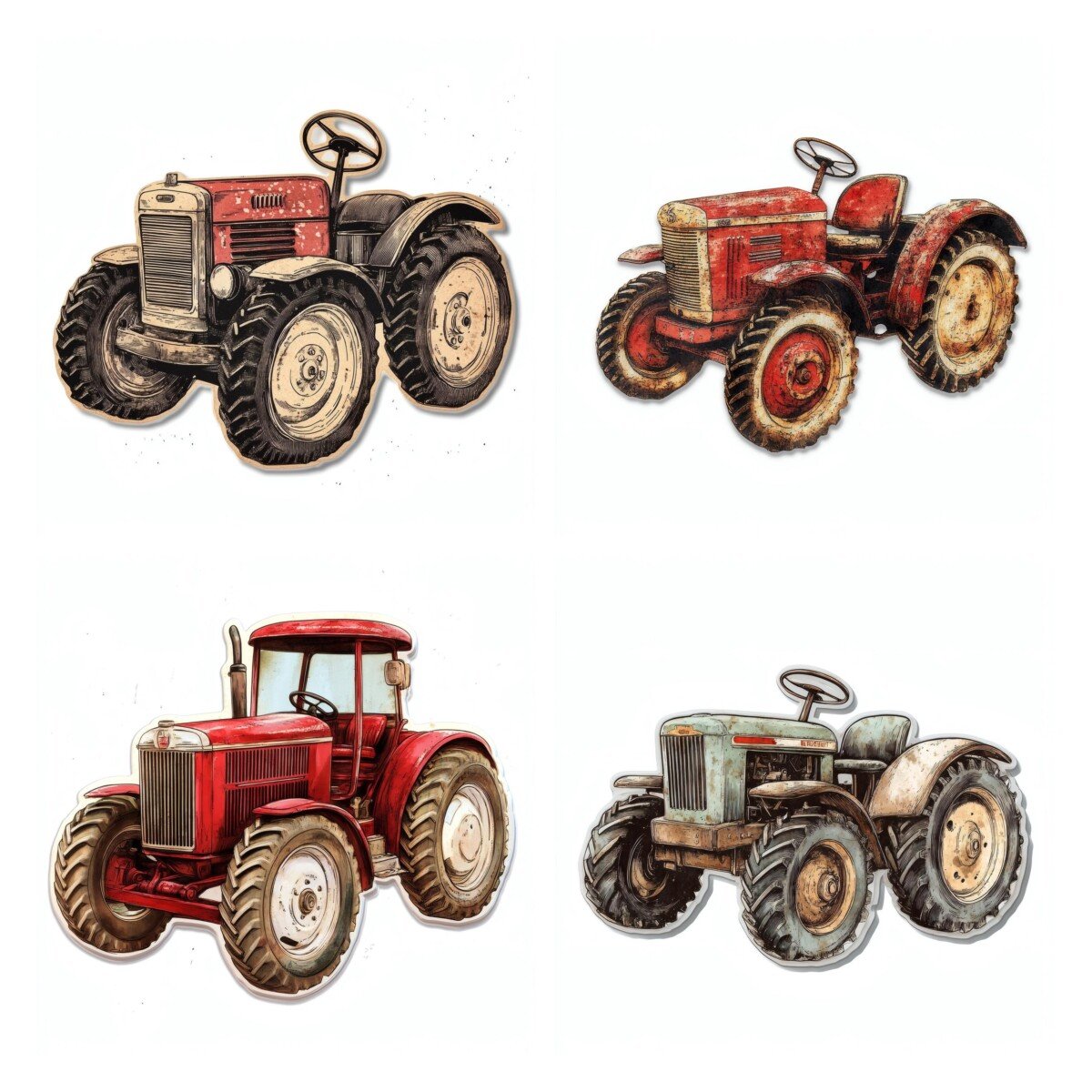 vintage – 24 Vintage Tractor Fussy Cuts, Farm Equipment Ephemera Collection, Rustic Scrapbook Embellishments for Journals Digital Download