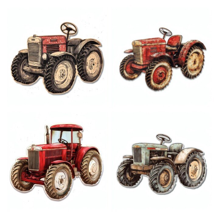 vintage – 24 Vintage Tractor Fussy Cuts, Farm Equipment Ephemera Collection, Rustic Scrapbook Embellishments for Journals Digital Download