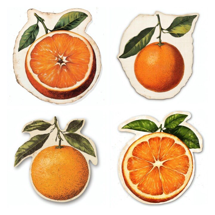 vintage – 24 Vintage Orange Citrus Fruit Ephemera Collection Cutouts