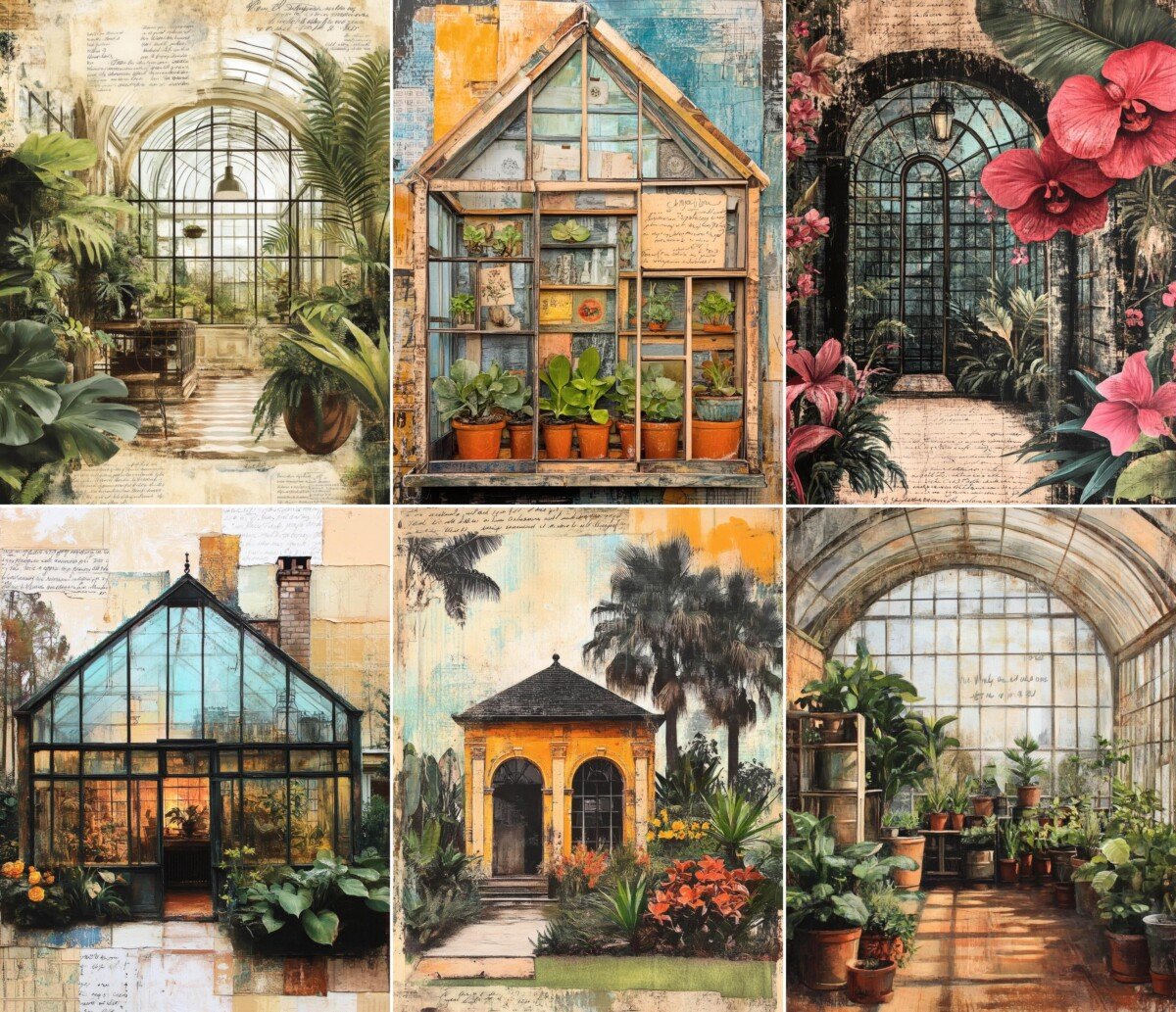 vintage – 44 Vintage Greenhouse Journal Pages