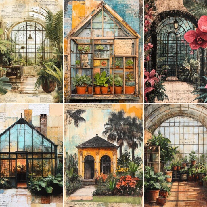 vintage – 44 Vintage Greenhouse Journal Pages