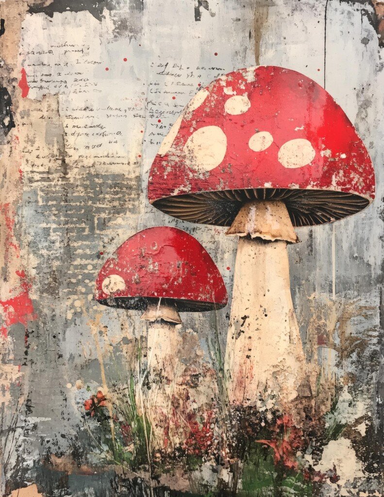 Botanical Mushroom Journal Pages: individual artwork preview