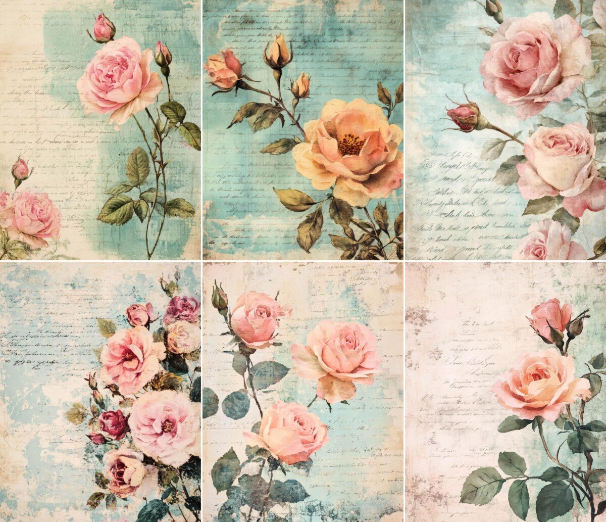 vintage – 48 Vintage Rose Journal Pages