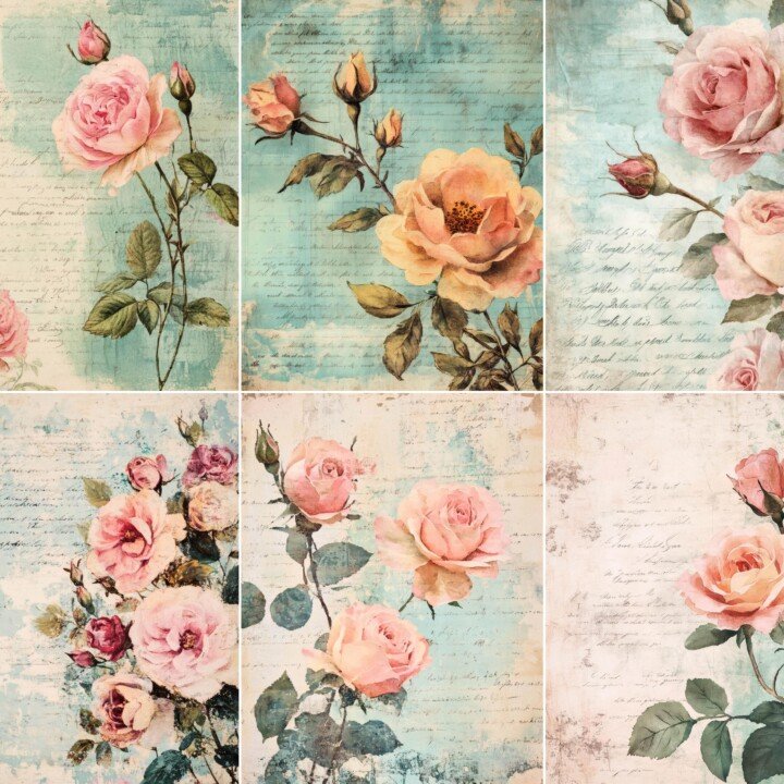 vintage – 48 Vintage Rose Journal Pages