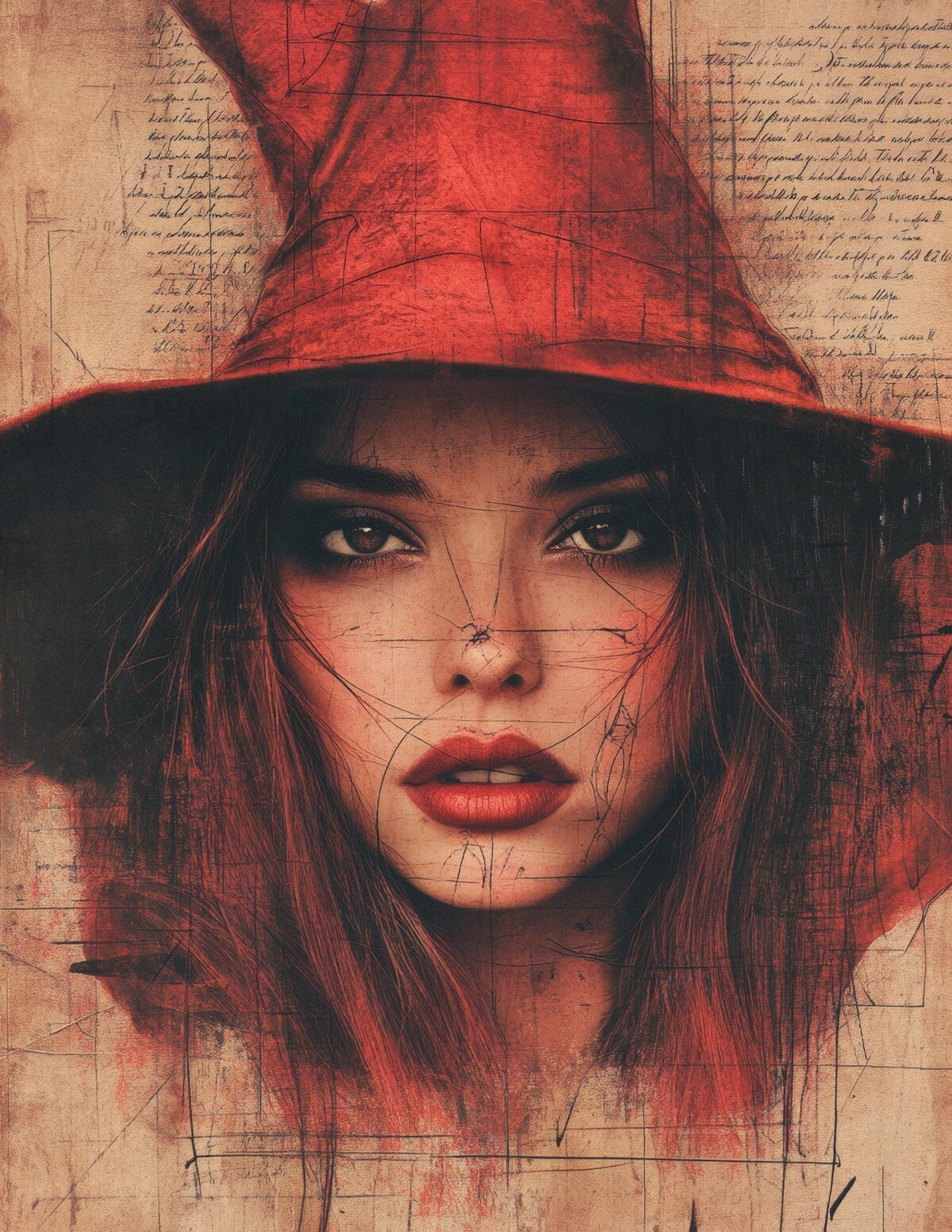 Gothic witch collage digital paper, artwork preview 10