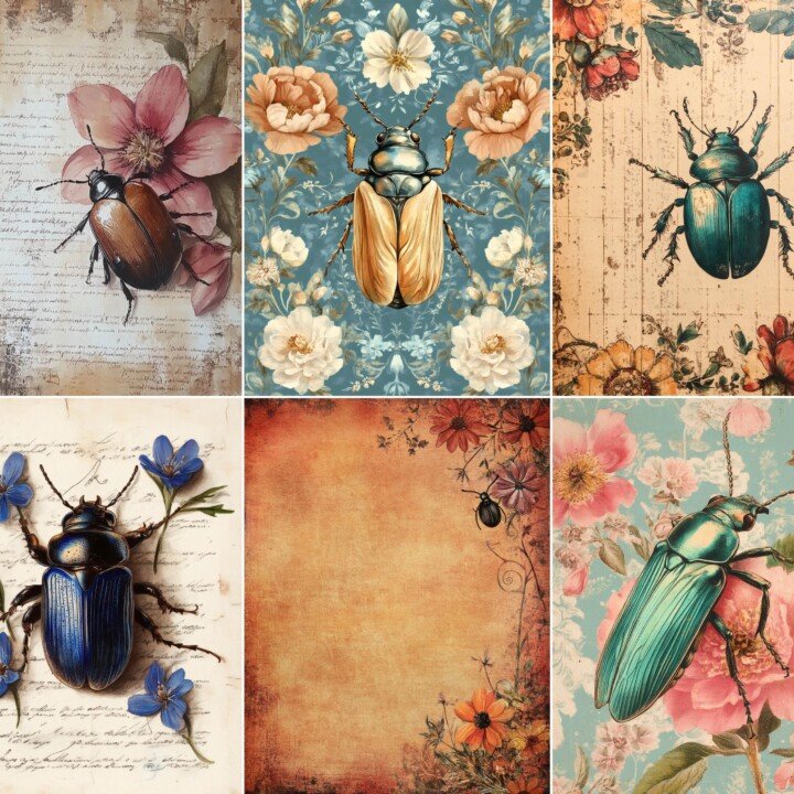 beetle – 60 Beetle & Floral Journal Pages