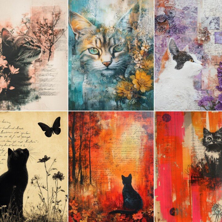 enchanted – 55 Enchanted Forest Cat Papers Junk Journal Pages