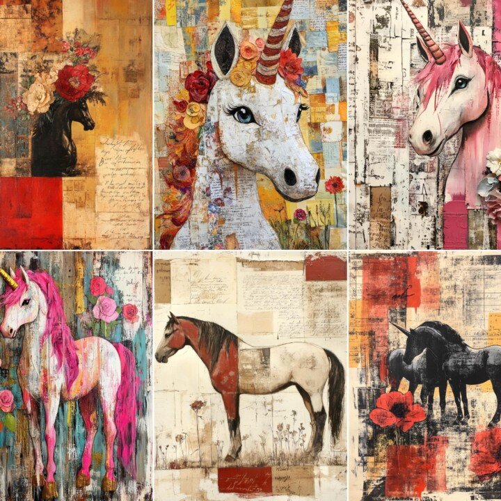 unicorn – 76 Unicorn Fantasy Papers Journal Pages
