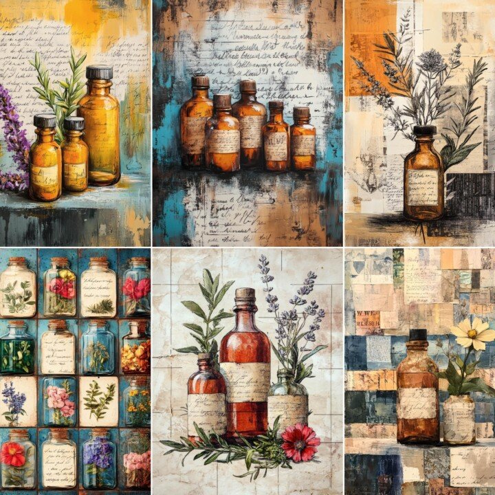 apothecary – 72 Apothecary Herb Papers Junk Journal Pages