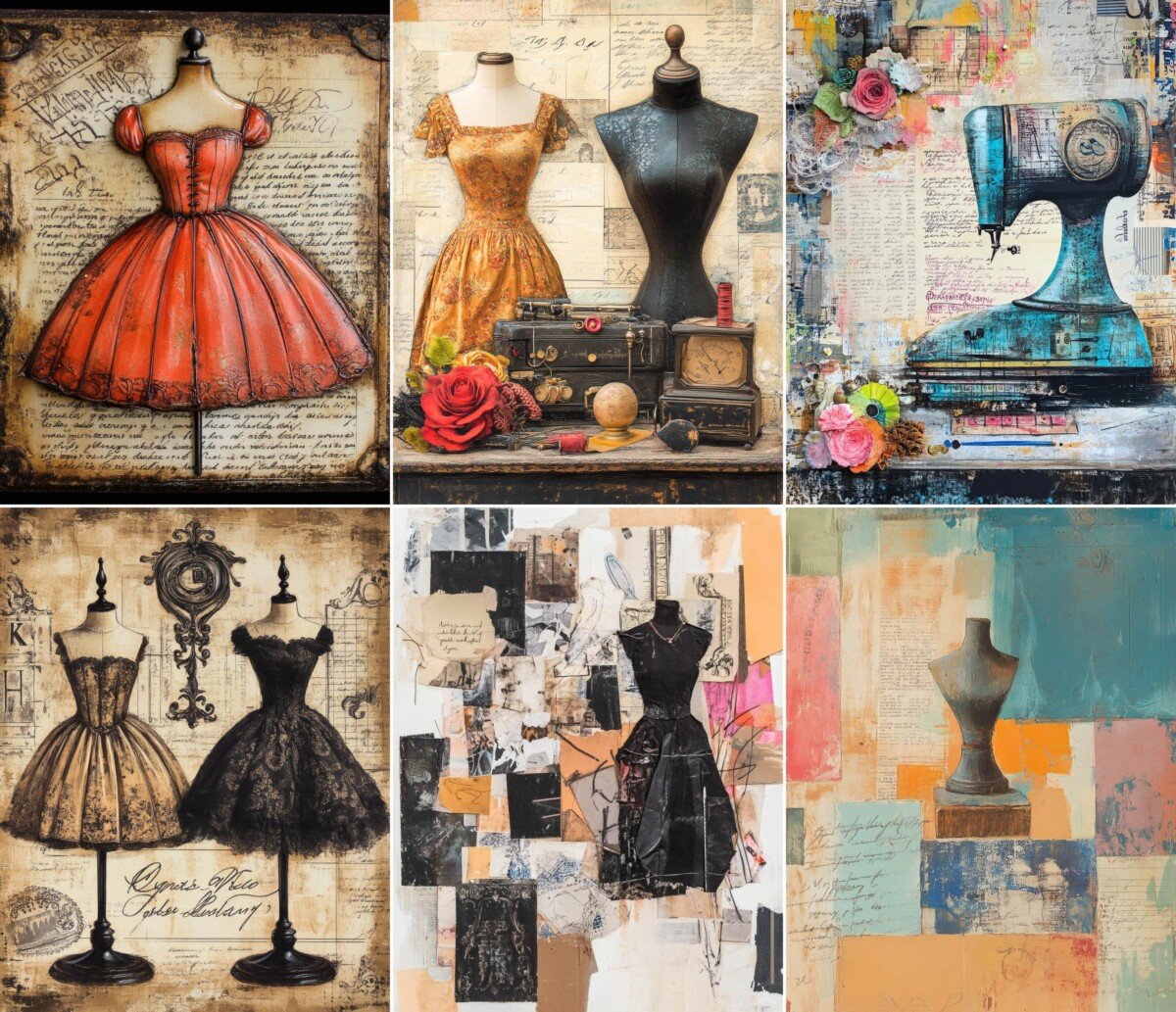 sewing – 64 Sewing Papers Journal Pages