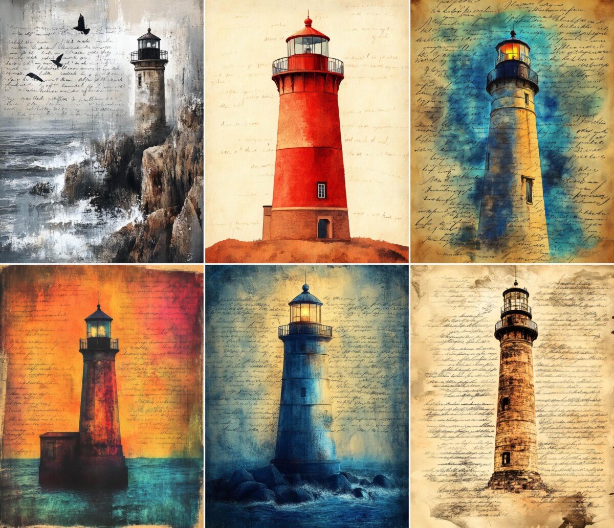 coastal – 64 Coastal Lighthouse Papers Journal Pages