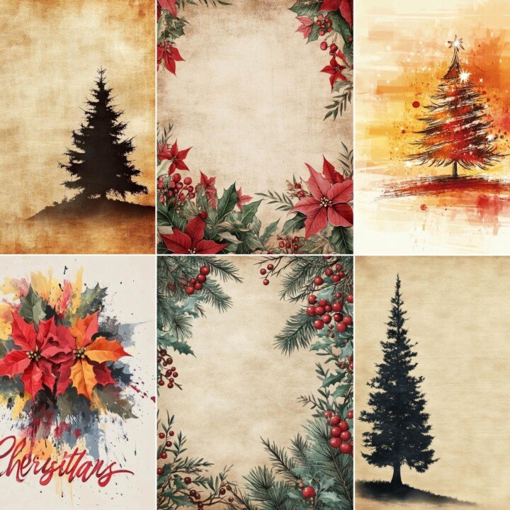 vintage – 76 Vintage Christmas Papers Journal Pages