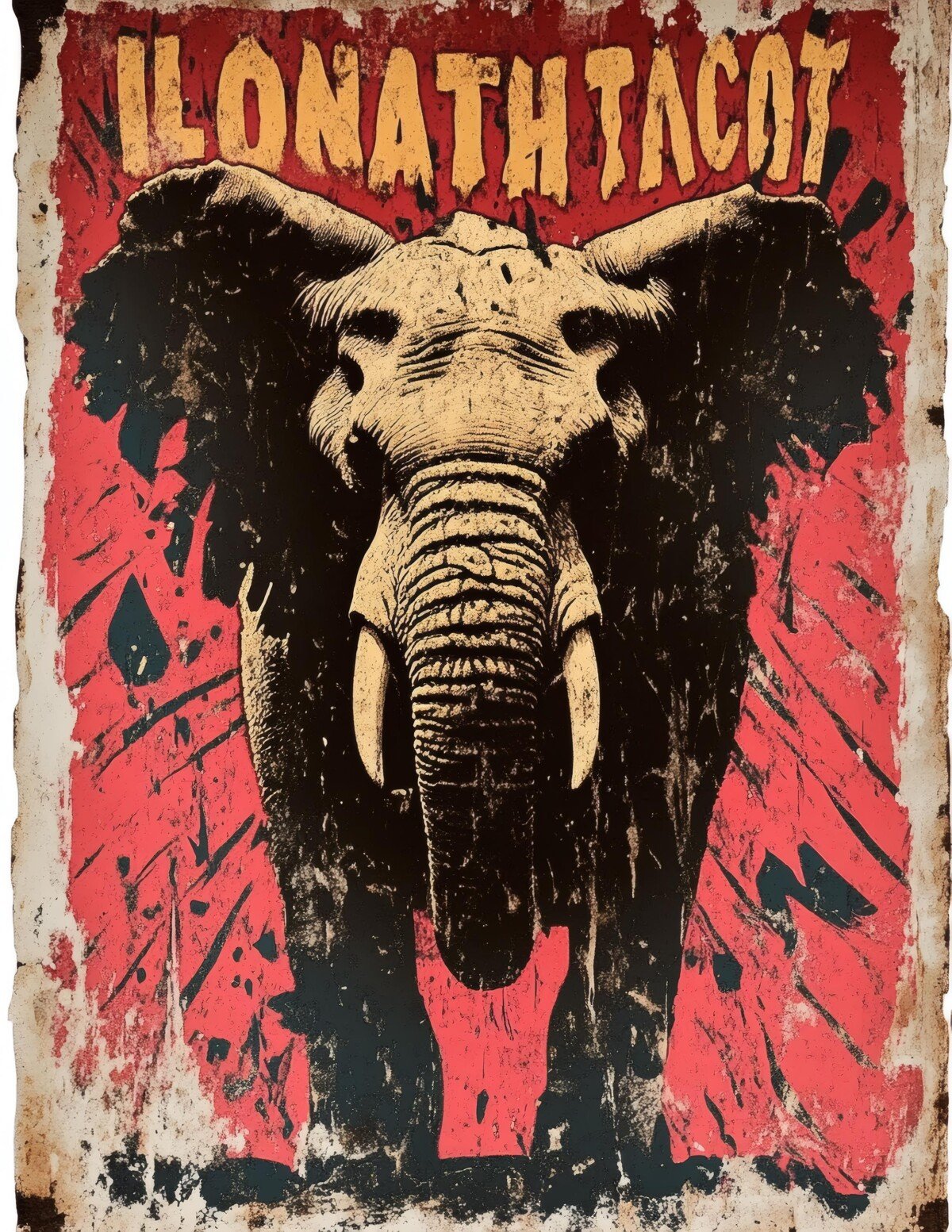 Bold animal portrait with distressed vintage poster textures, preview 8