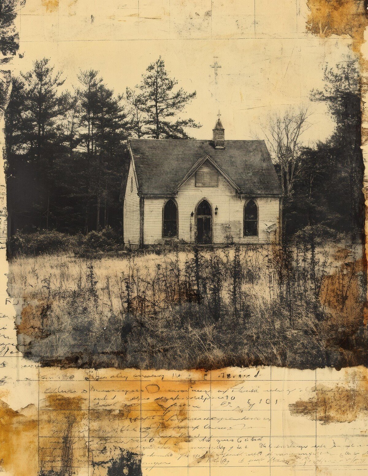 Church architecture and vintage collage journal pages, preview 7