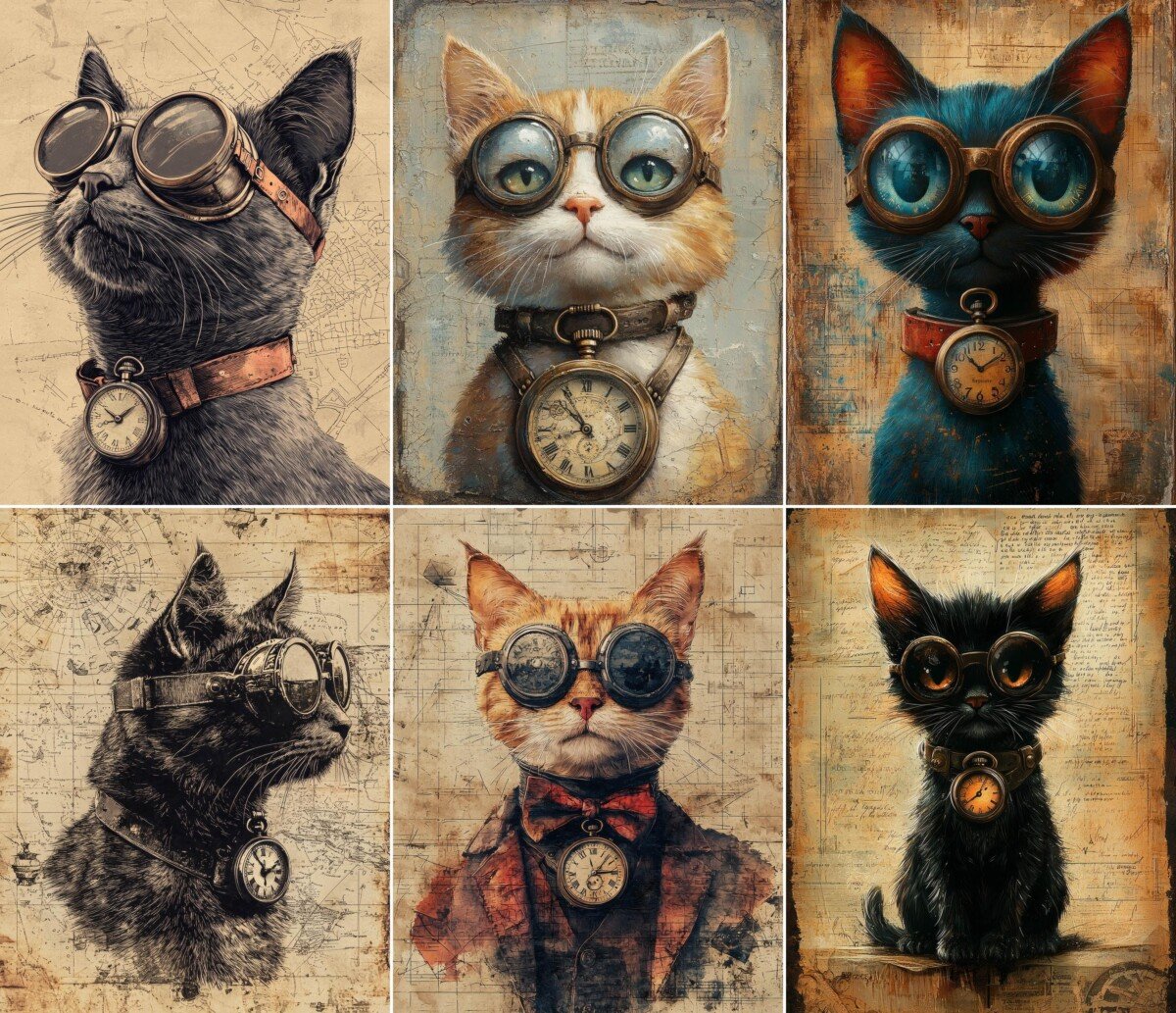 steampunk – 56 Steampunk Cat Junk Journal Pages