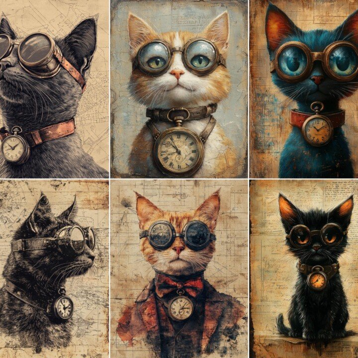 steampunk – 56 Steampunk Cat Junk Journal Pages