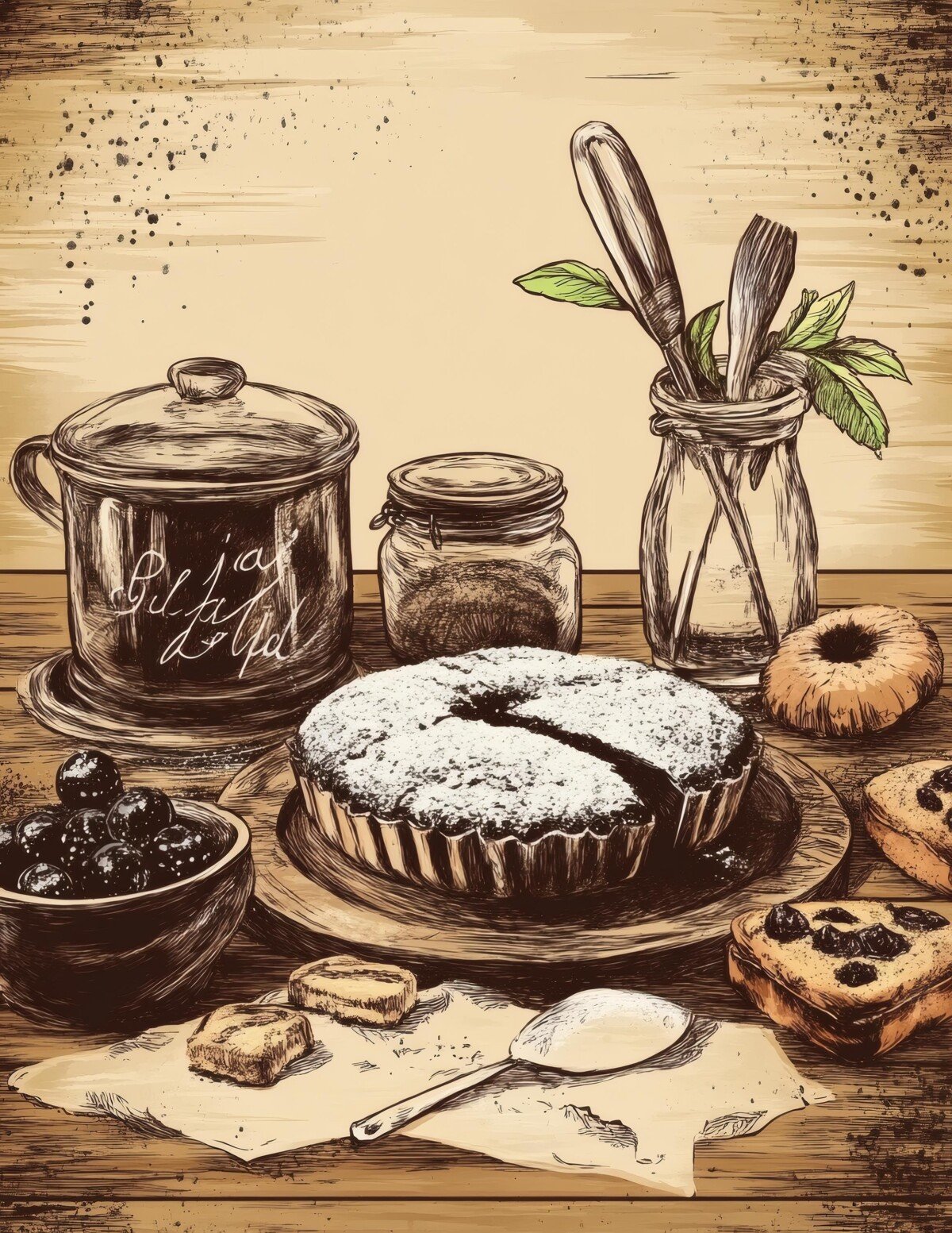 Vintage baking and kitchen collage journal pages, preview 9