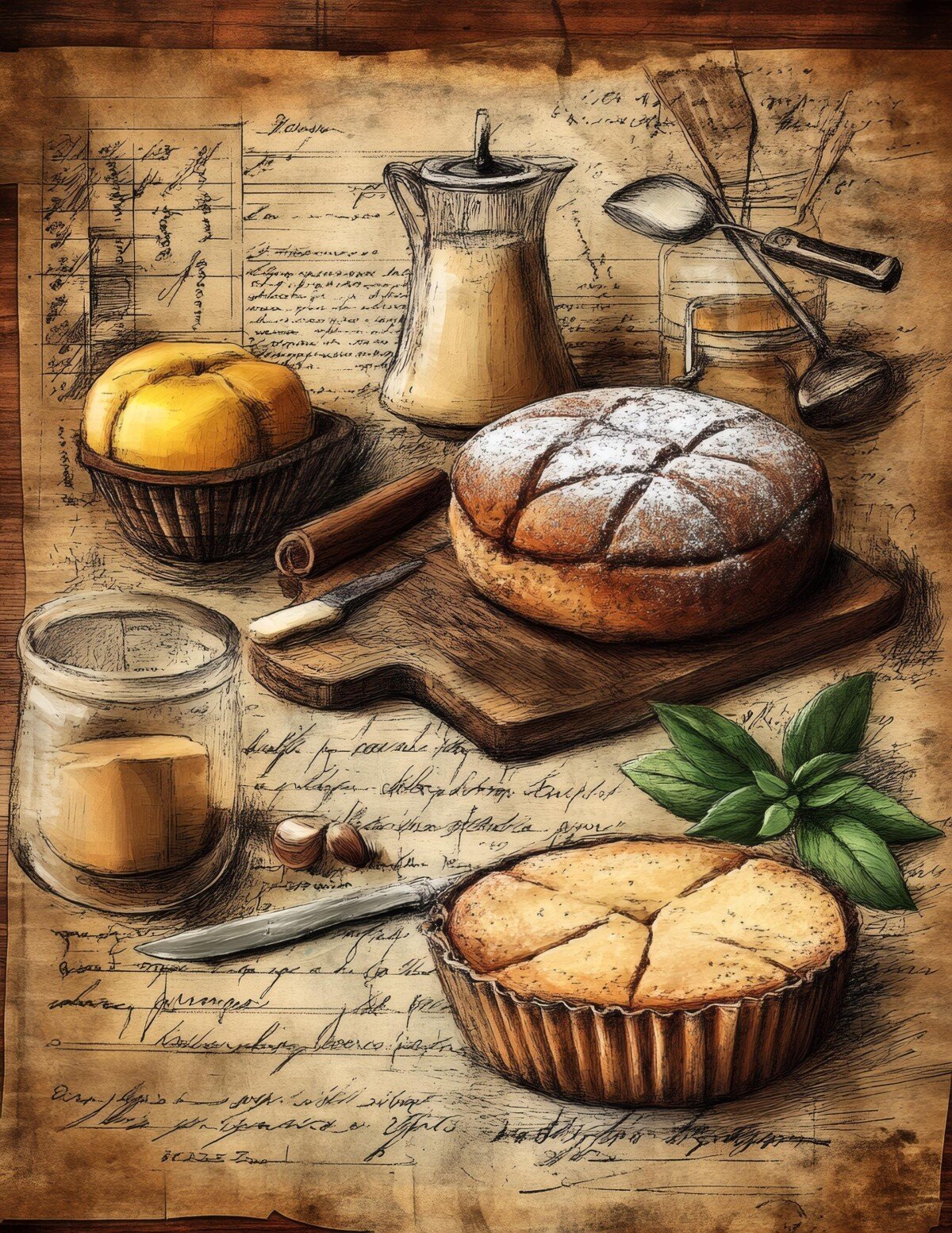 Vintage baking and kitchen collage journal pages, preview 10