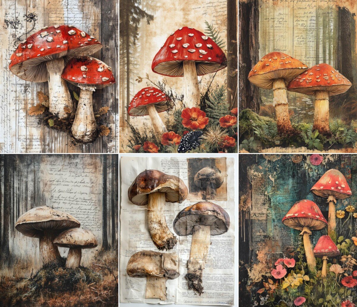 vintage – 76 Vintage Mushroom Junk Journal Pages