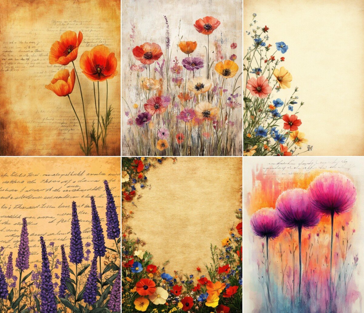 wildflower – 56 Wildflower Junk Journal Pages