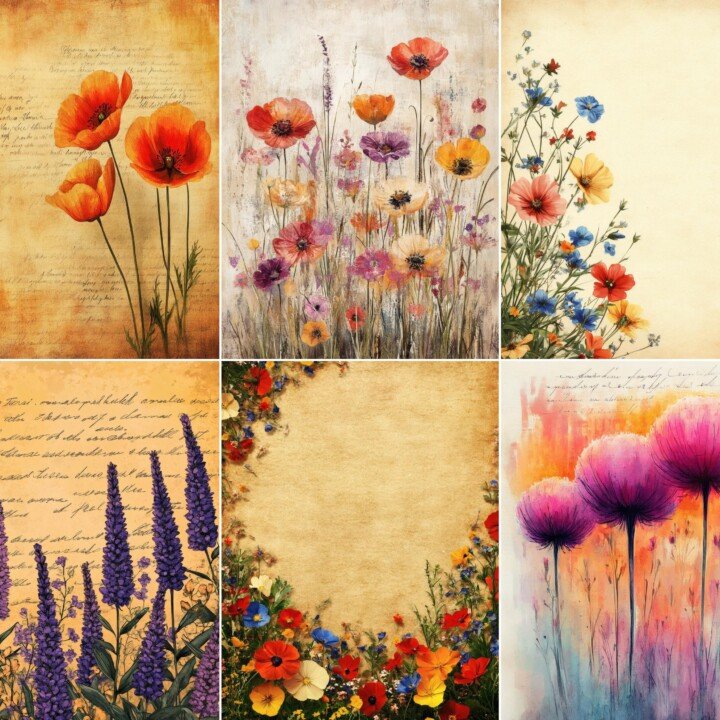 wildflower – 56 Wildflower Junk Journal Pages
