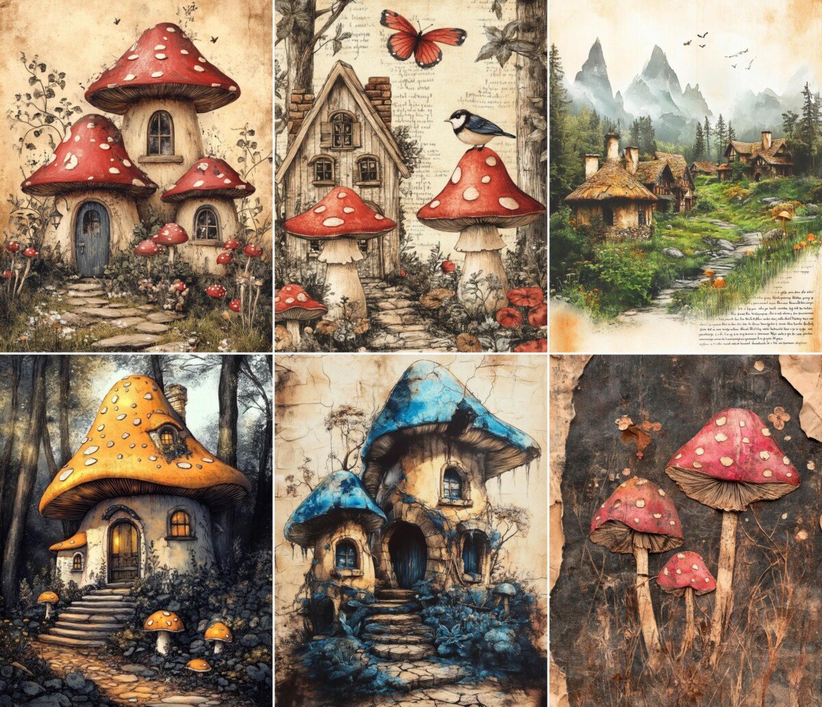fairy – 56 Fairy Mushroom Village Background Journal Pages
