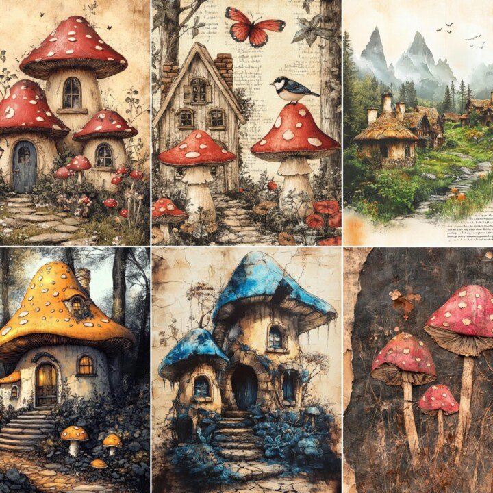 fairy – 56 Fairy Mushroom Village Background Journal Pages
