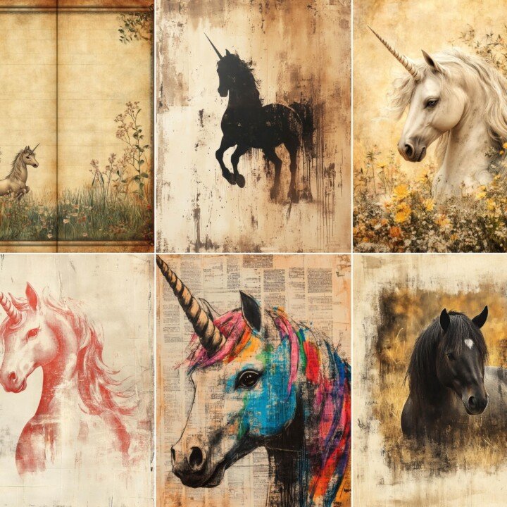 fantasy – 56 Fantasy Unicorn Background Junk Journal Pages