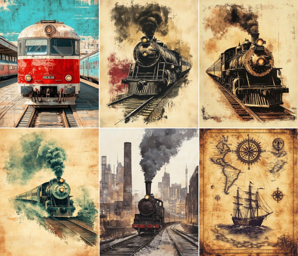 vintage – 55 Vintage Travel Railways Background Junk Journal Pages