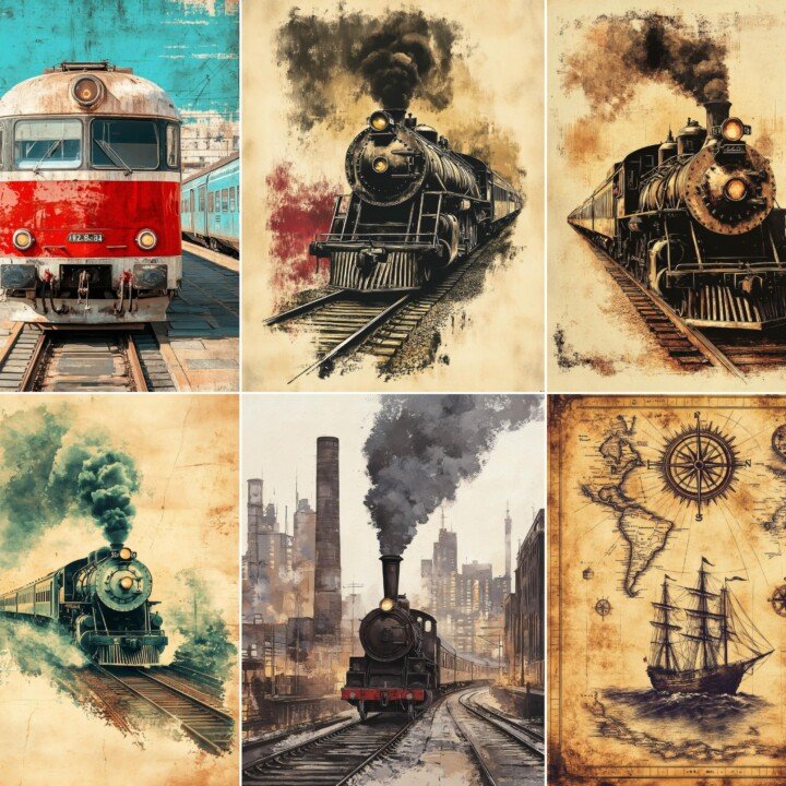 vintage – 55 Vintage Travel Railways Background Junk Journal Pages