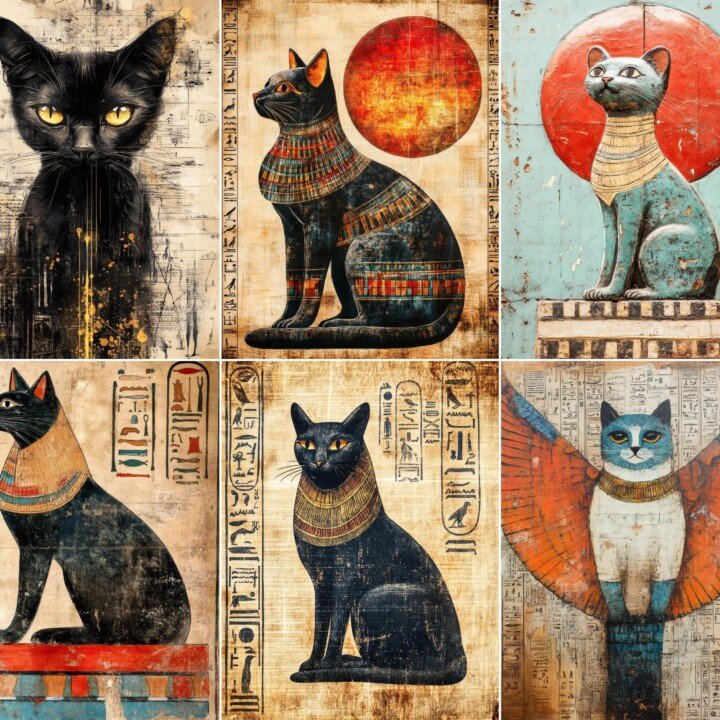 ancient – 60 Ancient Egypt Sacred Cat Background Journal Pages