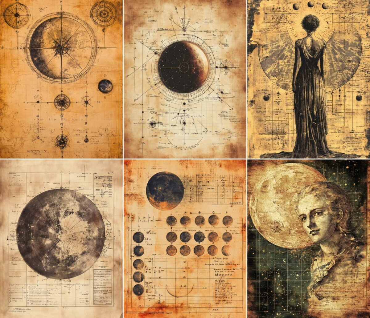 mystical – 46 Mystical Zodiac Ledger Background Journal Pages