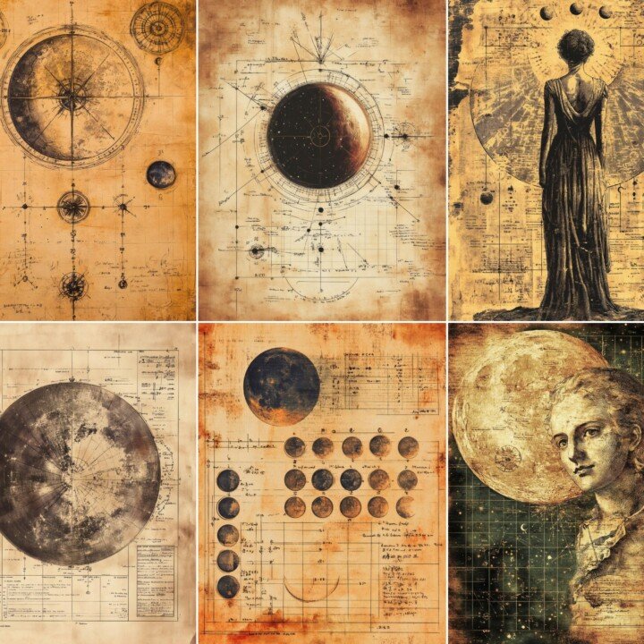 mystical – 46 Mystical Zodiac Ledger Background Journal Pages