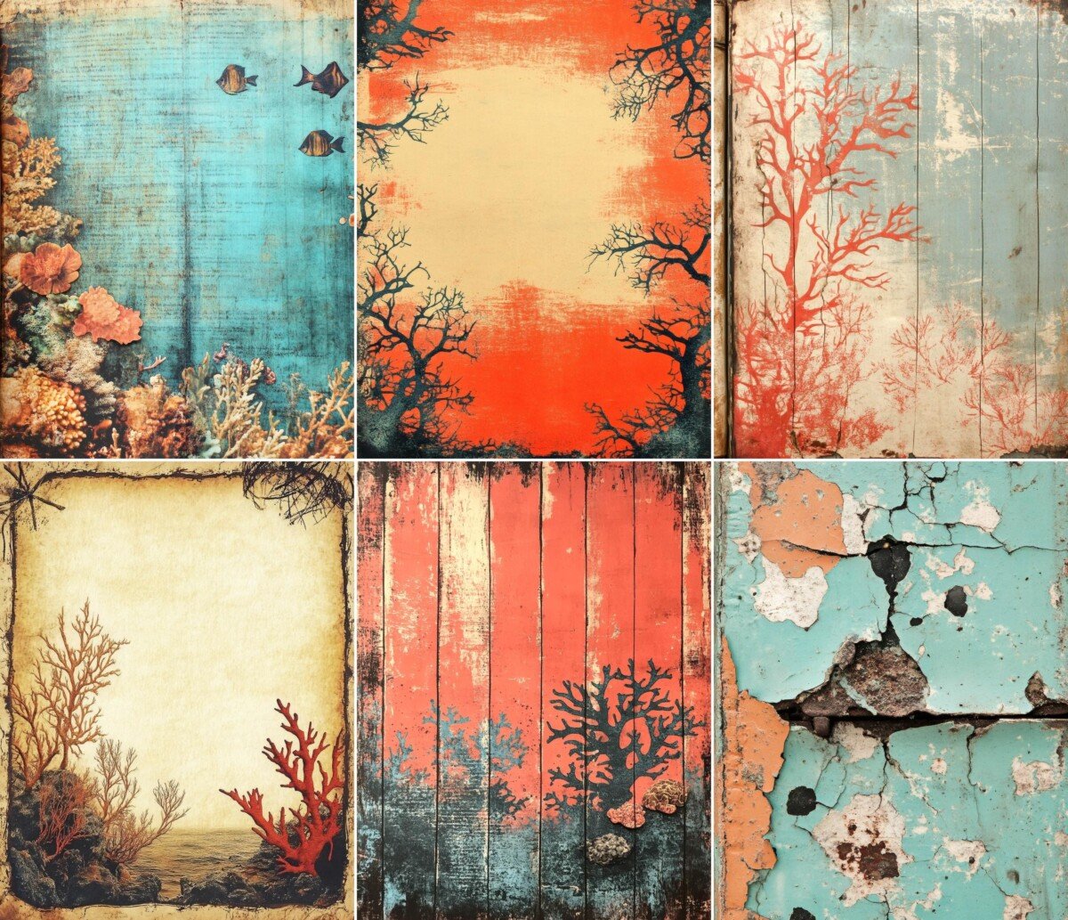 ocean – 55 Ocean Coral Reef Background Junk Journal Pages
