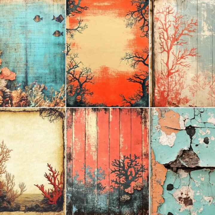 ocean – 55 Ocean Coral Reef Background Junk Journal Pages