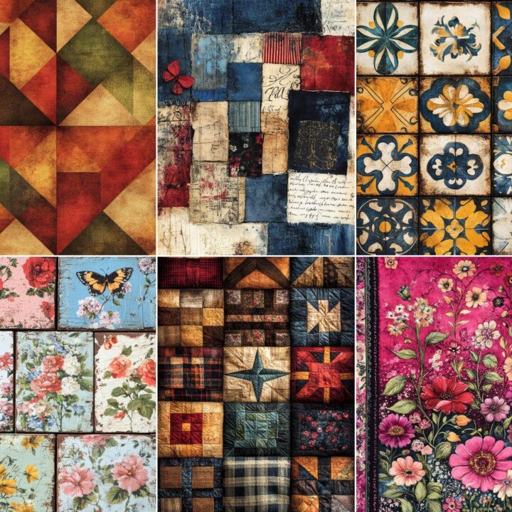 quilt – 56 Quilt Block Heritage Background Junk Journal Pages