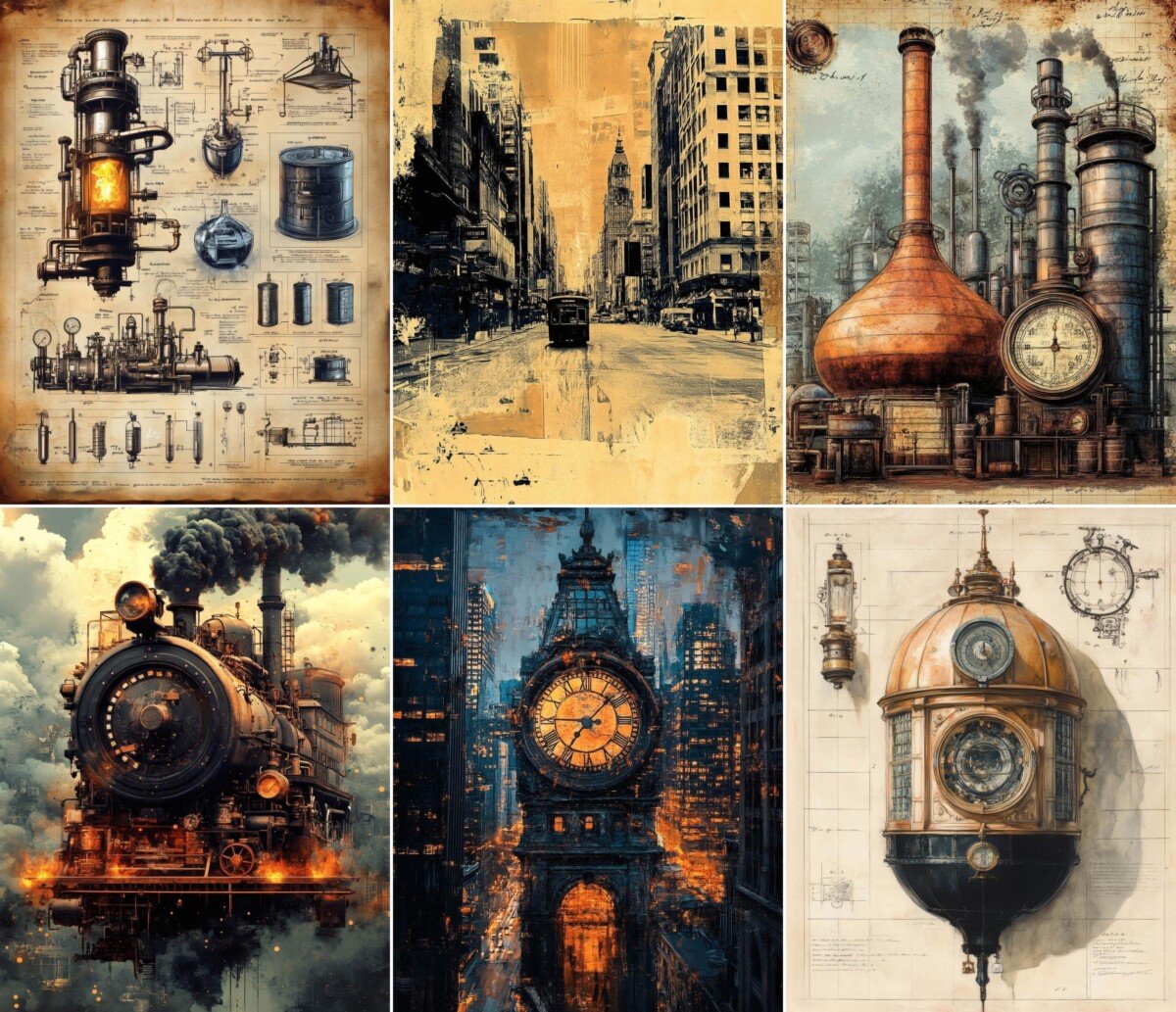 steampunk – 56 Steampunk Architecture Background Journal Pages