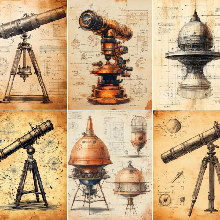 steampunk – 56 Steampunk Observatory Background Journal Pages