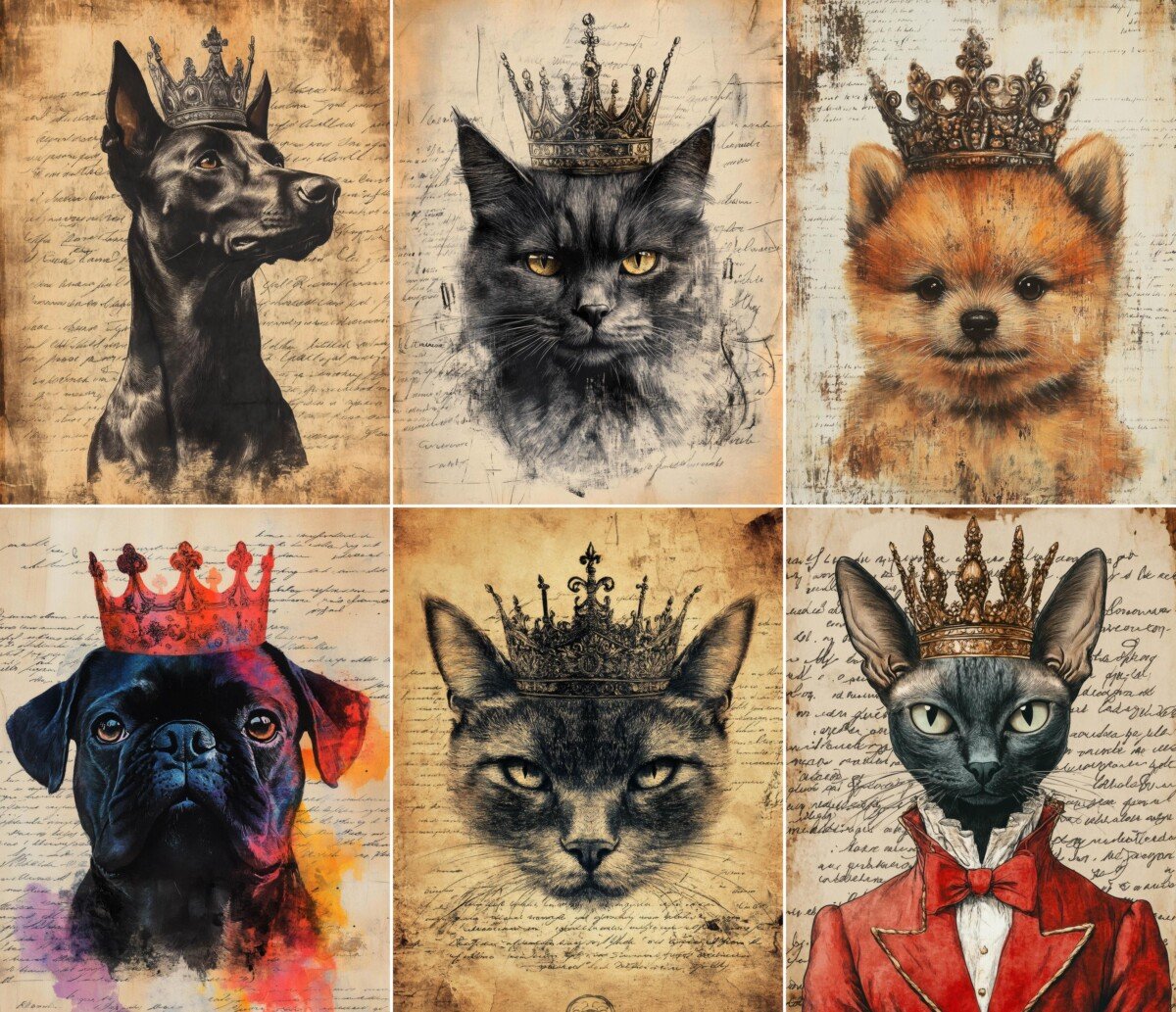 crowned – 64 Crowned Pet Junk Journal Pages