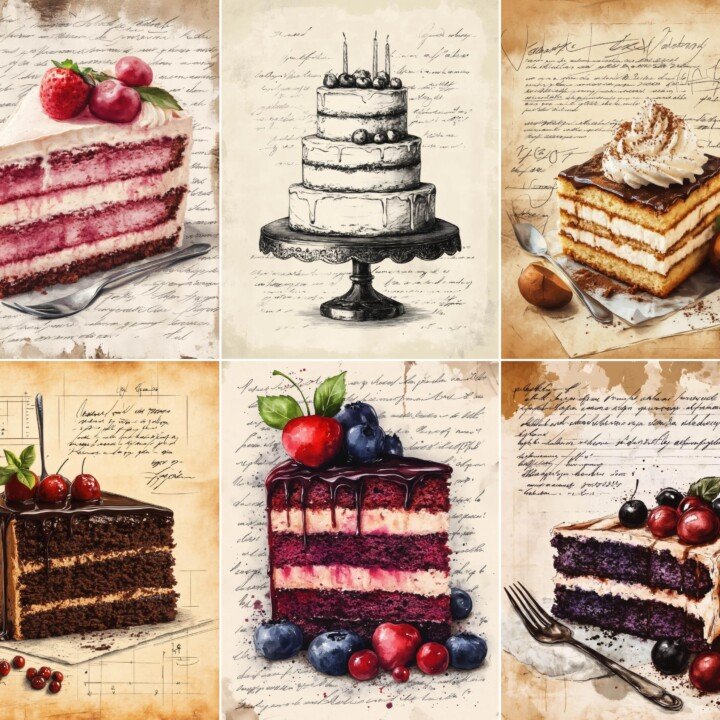 cake – 56 Cake Recipe Junk Journal Pages