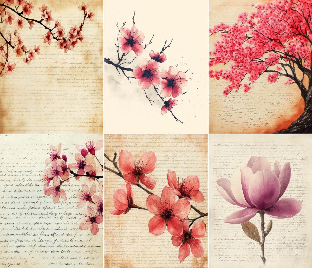 sakura – 56 Sakura Garden Junk Journal Pages