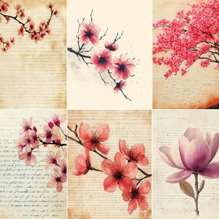 sakura – 56 Sakura Garden Junk Journal Pages