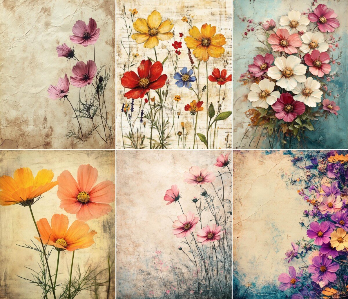 botanical – 56 Botanical Cosmos Flower Journal Pages