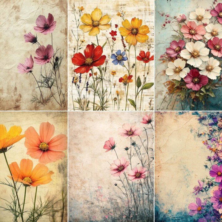 botanical – 56 Botanical Cosmos Flower Journal Pages