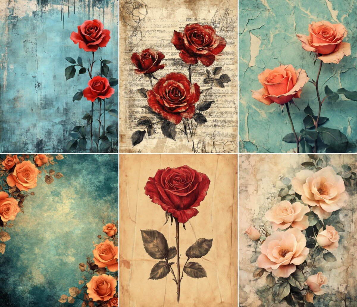 victorian – 108 Victorian Romance Rose Papers Junk Journal Pages