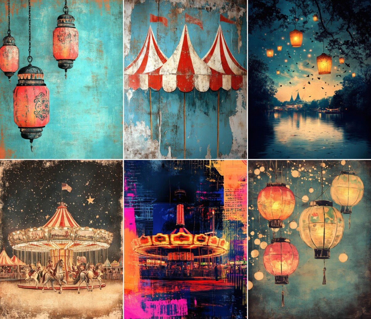 vintage – 100 Vintage Carnival Lantern Festival Junk Journal Pages