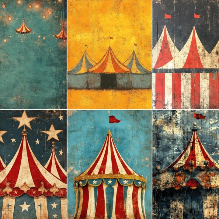 vintage – 20 Vintage Circus Big Top Junk Journal Pages