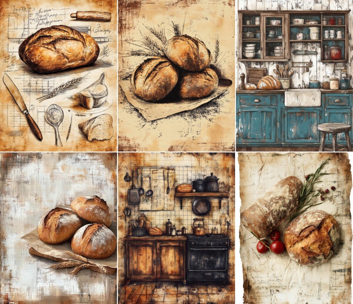 vintage – 60 Vintage Farmhouse Breadmaking Junk Journal Pages